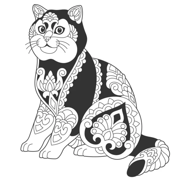 Lindo Diseño Británico Gato Taquigrafía Página Para Colorear Animales Con — Vector de stock