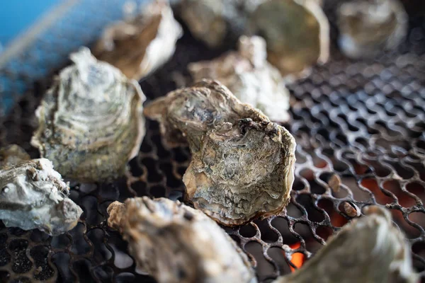 stock image Grilled fresh oyster in Tainan, Taiwan, the famous Taiwanese street food gourmet.