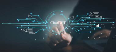 Teknoloji ve iş dünyası kavramı Al Chat bot ChatGPT, küresel internet iletişim uygulaması.