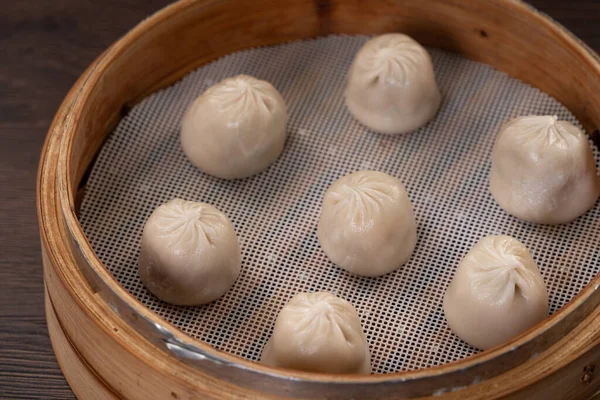 Ångkokt Fläsksoppa Dumplings Heter Xiao Lång Bao Taiwan Taiwans Berömda — Stockfoto
