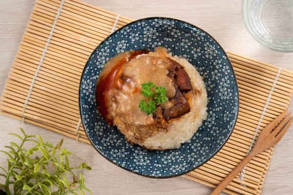 Migao Tube Rice Cake Rice Pudding Bowl Topped Minced Pork — Stock Photo, Image