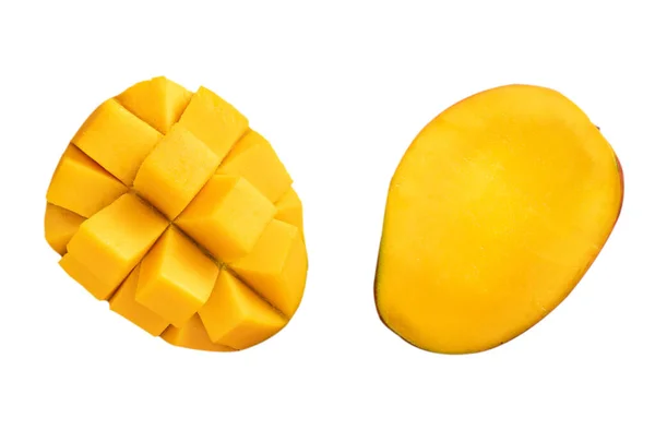 Beautiful Delicious Ripe Mango Isolated White Table Background Clipping Path — Foto Stock