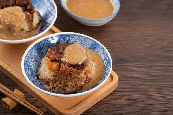 Migao Tube Rice Cake Rice Pudding Bowl Topped Minced Pork Stock Photo