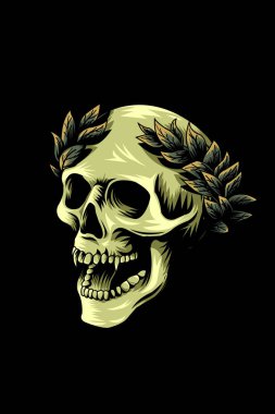 Yaprak kaplama vektör illüstrasyonlu kafatası