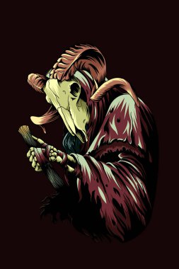 Görünmezlik vektör illüstrasyonlu keçi kafatası