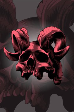 Boynuzlu kafatası vektör çizimi