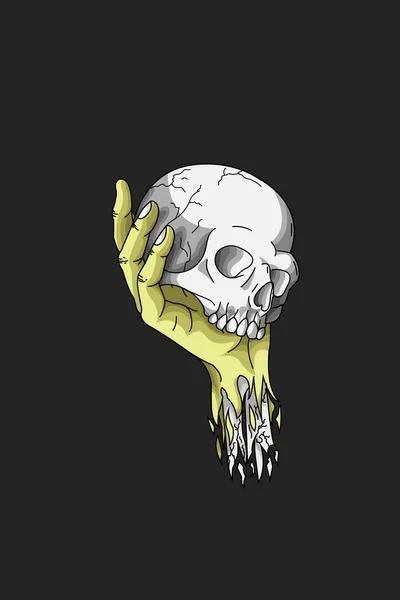 Mains Avec Tête Crâne Vecteur Illustration — Image vectorielle