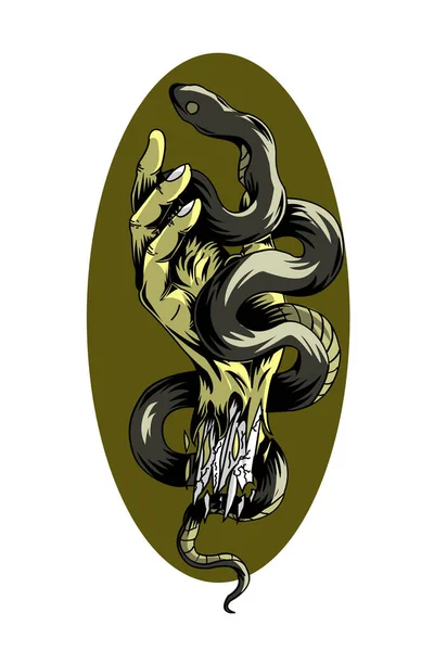 Mains Avec Illustration Vectorielle Serpent — Image vectorielle