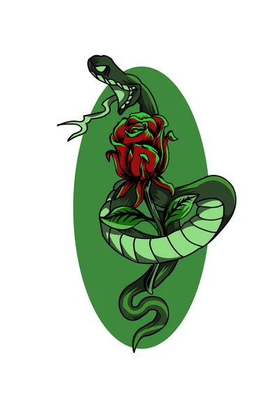 Flor Com Ilustração Vetor Serpente — Vetor de Stock