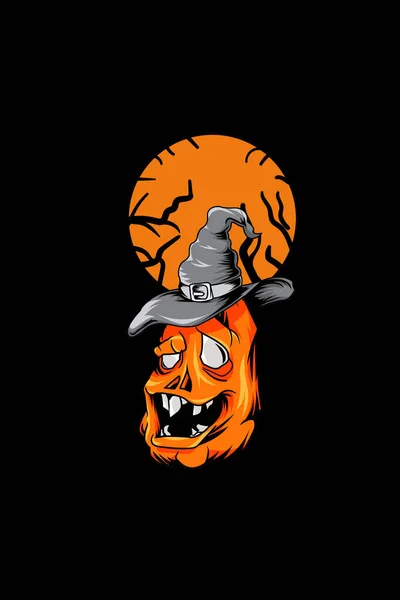 Pumpkin Witch Hat Vector Illustration — Stock Vector