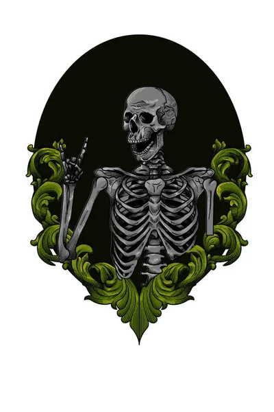 Metal Skull Ornament Vector Illustration — Stock Vector