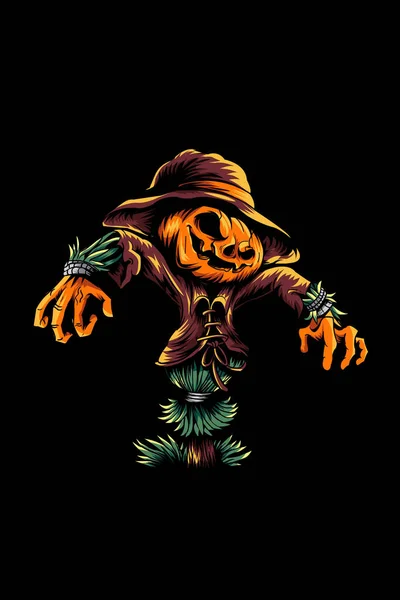 Scarecrow Monster Vector Illustration — Stock Vector