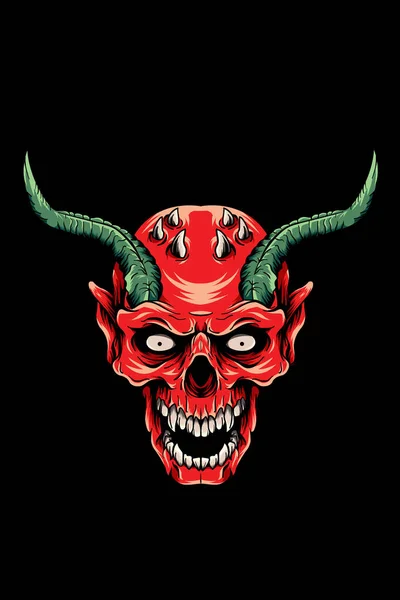Diablo Cráneo Vector Ilustración — Vector de stock