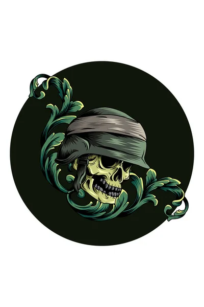 Skull War Helmet Vector Illustration — Stock Vector