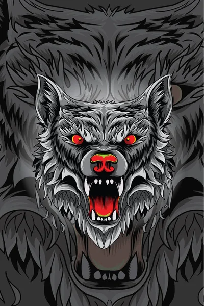 Angry Wolf Vector Illustration — Stock Vector