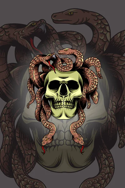 Skull Medusa Vektor Illustration — Stockvektor