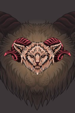 Boynuzlu kedi vektör illüstrasyonu