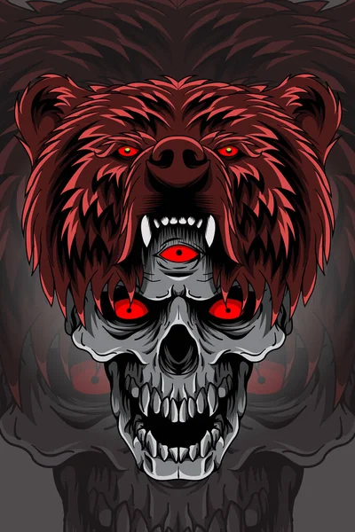 Bear Skull Vector Illustration — Stock Vector