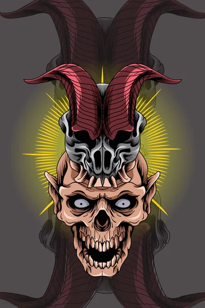 Cráneo Con Monstruo Máscara Vector Ilustración — Vector de stock