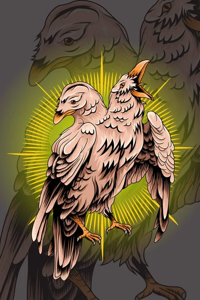 Double Headed Dove Vector Illustration — Stock Vector