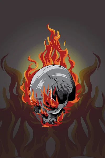 Burning Cráneo Vector Ilustración — Vector de stock