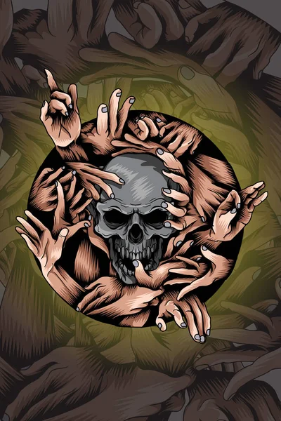 Skull Clasped Hands Vector Illustration — Stock Vector