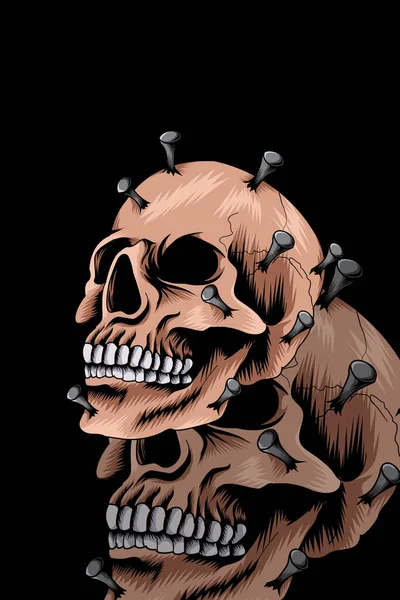 Illustrazione Vettoriale Del Cranio Incollato — Vettoriale Stock