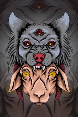 Kurt ve keçi vektör illüstrasyonu