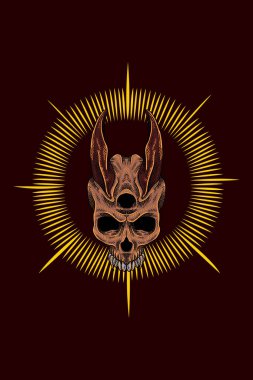 Boynuzlu kafatası vektör çizimi