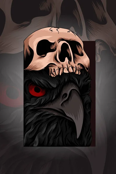 Crow Skull Vector Illustration — Stock Vector