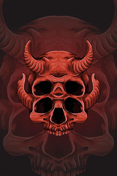 Two Horned Skulls Vector Illustration — Stock Vector