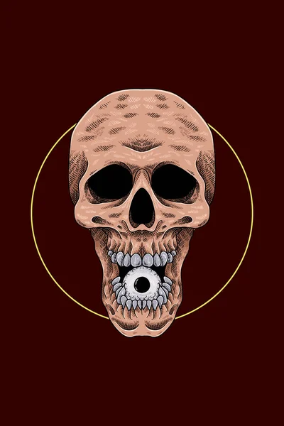 Crânio Com Ilustração Vetorial Ocular — Vetor de Stock