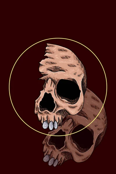 Illustration Vectorielle Moitié Crâne — Image vectorielle