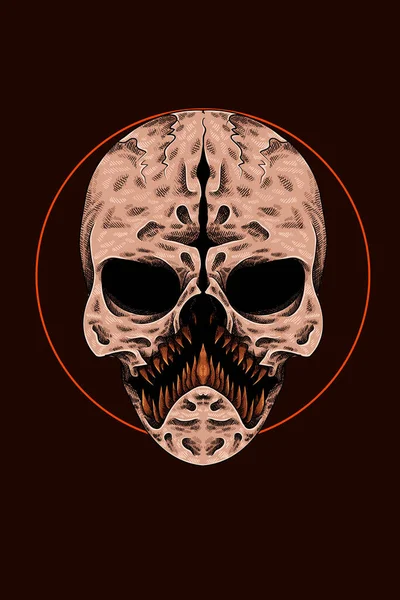 Monstruo Cráneo Vector Ilustración — Vector de stock