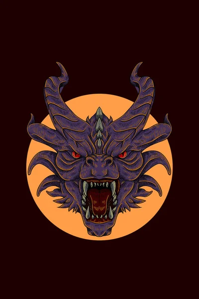 Capul Dragon Ilustrație Vector — Vector de stoc