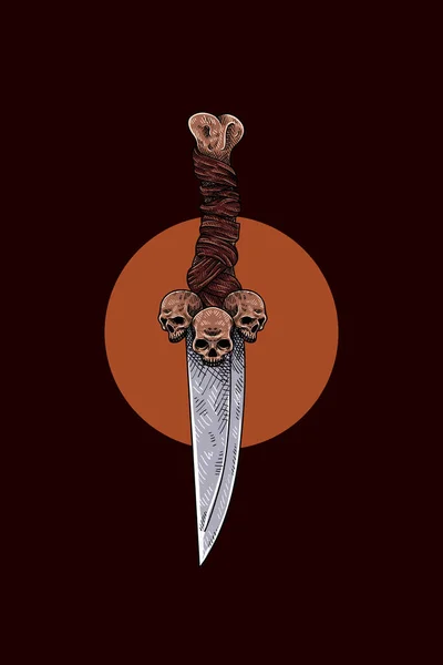Dagger Skull Vector Illustration — Stock Vector