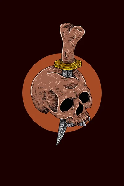 Skull Dagger Vector Illustration — Stock Vector
