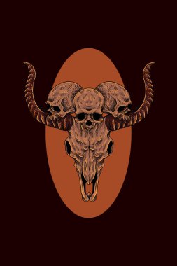 Keçi kafatası vektör illüstrasyonlu kafatası