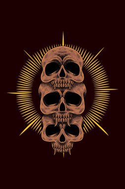 Üç kafatası vektör çizimi