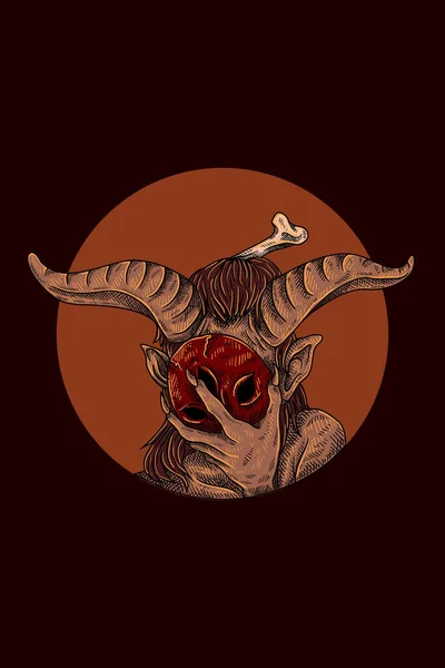 Diavolul Ilustrație Vectorială Mască — Vector de stoc