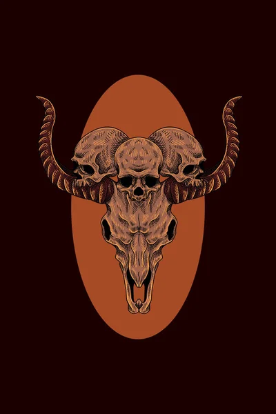 ヤギの頭蓋骨のイラストの頭蓋骨 — ストックベクタ
