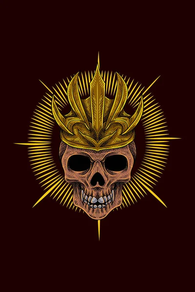 Cráneo Con Ilustración Vectorial Corona — Vector de stock