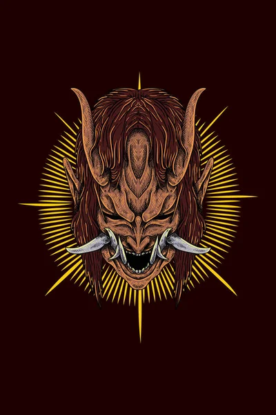 Monstruo Diablo Cabeza Vector Ilustración — Vector de stock