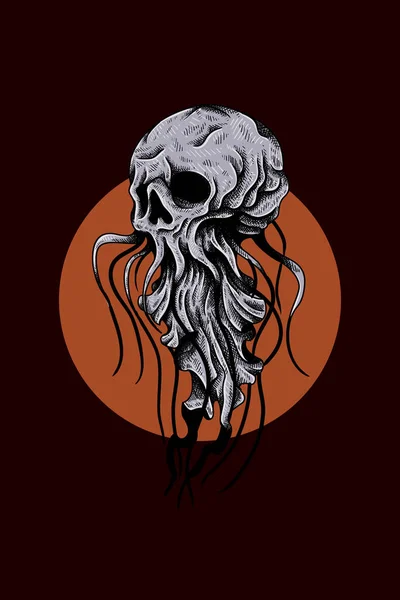 Ilustración Vector Cráneo Medusa — Vector de stock