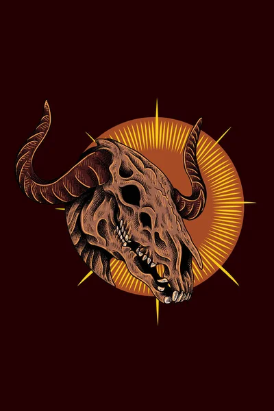 Vaca Monstruo Cráneo Vector Ilustración — Vector de stock