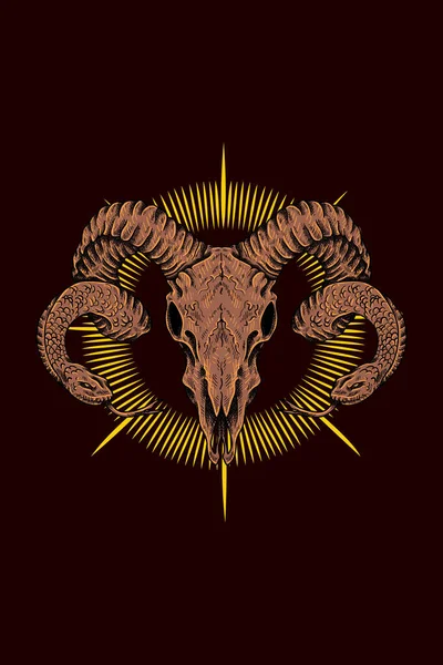 Illustration Vectorielle Chèvre Cornes Serpent — Image vectorielle
