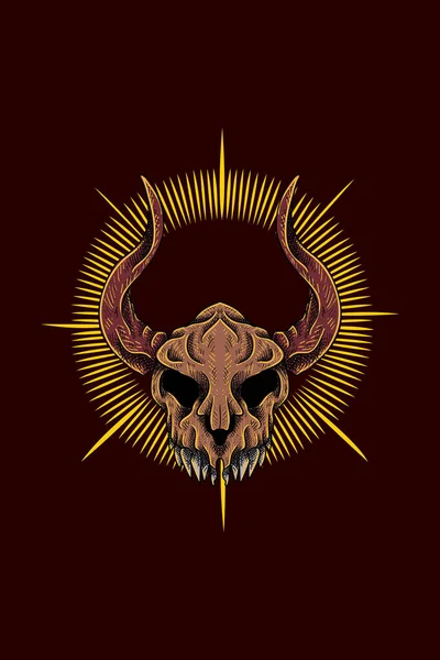 Monstruo Dragón Cráneo Vector Ilustración — Vector de stock