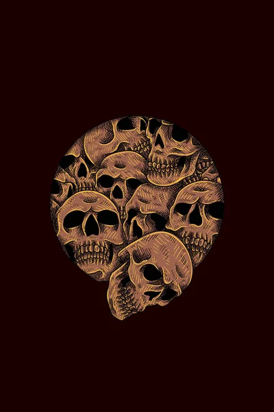 Beaucoup Illustration Vectorielle Crâne Humain — Image vectorielle
