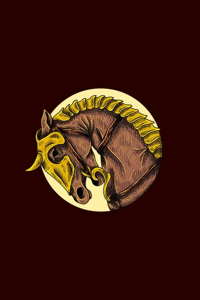 Векторная Иллюстрация Головы Лошади Воина — стоковый вектор
