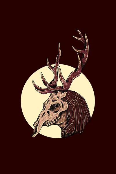 鹿の頭蓋骨のマスクベクトルイラストの女の子 — ストックベクタ